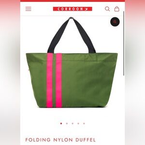 CORROON Green and Pink Folding Nylon Duffel Bag